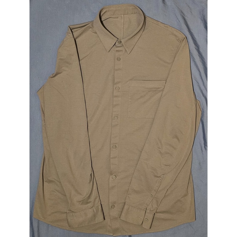 Lululemon Commission Long‎ Sleeve Shirt ALSC Cafe Au Lait Brown Medium